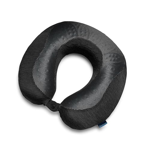 Brookstone Cool Touch Memory Foam Head and Neck Travel Pillow for Vacations, Airplanes, Trains, Buses, and Cars, Black - color: Black