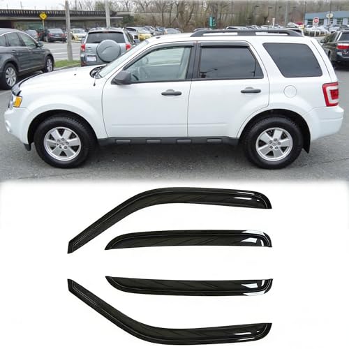 94059 Sunproof Rainproof Side Window Wind Deflector Visor fit for 2001-2012 Ford Escape/2008-2012 Mazda Tribute/2005-2011 Mercury Mainer, 4pcs Protective Replacements Rain Guards Set - size: 94059