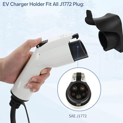 EV Charger Holder Wall Mount, EV Charging Cable Holder for SAE J1772 Charger - Electric Car Charging Cable Hook, Electric Vehicle Wall-Mount Charger Nozzle Holster Dock ev Charger Accessories