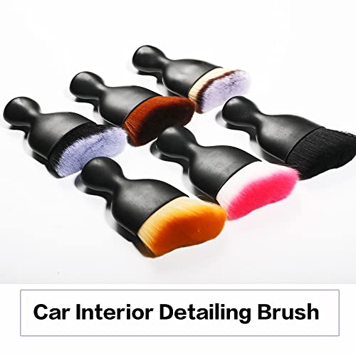 AOCISKA Car Interior Detailing Brush,Soft Bristle Cleaning Brush Car Detailing Brush Dusting Brush,Car Interior Cleaning Tool,Auto Detail Brush Car Dash Duster Brush (Black with Cap) - color: Black With Cap
