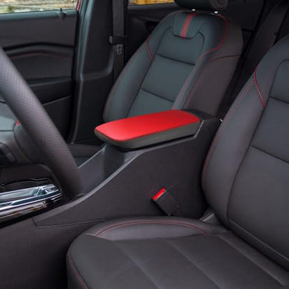 Car Armrest Cover Waterproof Center Console Pad Scratch Resistance Box Cover Anti-Scratch Leather Protector Pad for Chevy Trax 2024 2025 2026 Accessories(Red + Black) - color: Red + Black