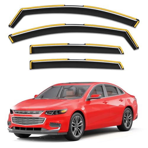 in-Channel Window Rain Guards Fit for Chevy Chevrolet Malibu 2016-2025 (9 Gen),Extra Durable Window Visors Window Deflectors Vent Visors Vent Shades Car Accessories-4 pcs - size: Fit for 2016-2025 Chevy Malibu(9 Gen)