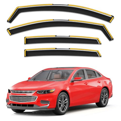 in-Channel Window Rain Guards Fit for Chevy Chevrolet Malibu 2016-2025 (9 Gen),Extra Durable Window Visors Window Deflectors Vent Visors Vent Shades Car Accessories-4 pcs - size: Fit for 2016-2025 Chevy Malibu(9 Gen)
