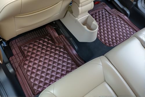 Universal Trim-to-Fit Car Floor Mats for Cars Trucks SUVs Rubber Non-Slip Waterproof All Weather Protection Floor Liner-Burgundy - color: Burgundy