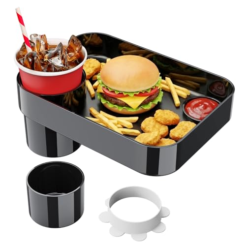 Car Seat Cup Holder Snack Tray for Kids, Reduces Mess, Detachable Large Base & Adjustable Ring, Carseat Tray for Toddler, Car Seat Food Tray Eating Table for Kids Travel Road Trip Essentials