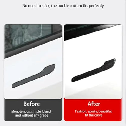 Door Handle Cover Protector Set, Real Matte Carbon Fiber Trim, Matte Finish, Compatible with Tesla Model Y & Model 3 2017-2025, (4 Pieces) - color: matte black 4pcs