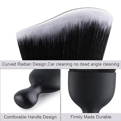 GaRhomxy Car Detailing Brushes, Car Interior Dust Sweeping Soft Brush, Soft Bristles Brush Cleaning Tool for Automotive Dashboard, Air Conditioner Vents, Computer, Scratch Free(Black with White) - color: Black With White