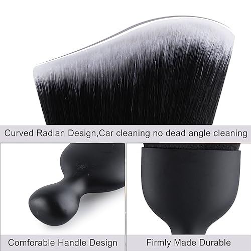 GaRhomxy Car Detailing Brushes, Car Interior Dust Sweeping Soft Brush, Soft Bristles Brush Cleaning Tool for Automotive Dashboard, Air Conditioner Vents, Computer, Scratch Free(Black with White) - color: Black With White