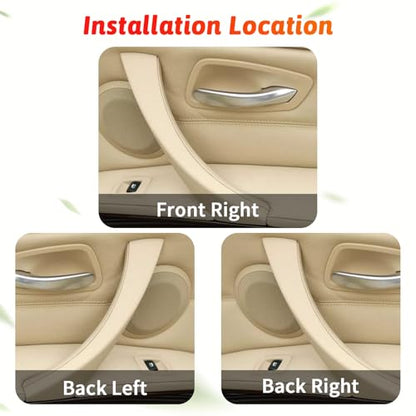 6PCS/Set Interior Inner Inside Door Pull Sticky Handle Cover for BMW 3 Series E90/E91/E92/E93 320 325 328 335 330 M3 (2004-2011) Left and Right Passenger Side (Beige) - color: Beige