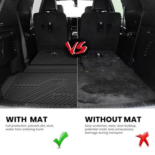 LASFIT Trunk Mat with Backrest Mat for Chevrolet Chevy Traverse 2024-2026 & GMC Acadia 2024-2026 & Buick Enclave 2025-2026, All Weather TPE Custom Fit Cargo Mat Trunk Liner with Backrest Mat, Black - size: Cargo Liner for Traverse/Acadia/Enclave 2024-2026