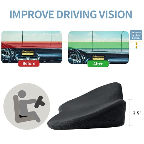 Car Seat Cushion, Memory Foam Seat Pad for Sciatica and Lower Back Pain Relief, Seat Cushion for Car Seat Driver (Black) - color: Black