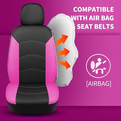 HChengkikz Car Seat Covers Full Set, Waterproof Neoprene Seat Covers, Airbag Compatible, Universal All Season Automotive Seat Covers for Most Cars, SUVs, Trucks (Black + Pink) - color: Black Pink, size: Full Set