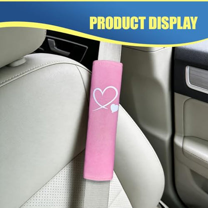 Craedli 2PCS Heart-Shaped Car Seat Belt Covers, Comfortable Auto Seat Shoulder Strap Pads Protect Neck, Cute Soft Vehicle Safe Harness Pad for Most Cars (Pink) - color: Pink