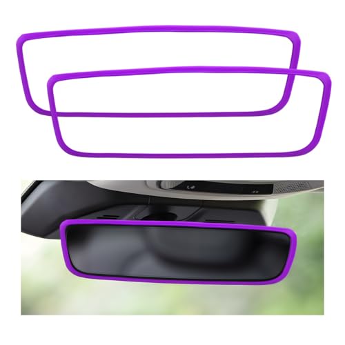 2 PCS Rear View Mirror Protector Frame, Rearview Mirror Edge Protective Cover Car Interior Decoration, Silicone Auto Rearview Mirrors Trim Compatible with Model 3 Y for Women Men (Purple) - color: Purple, 2 PCS