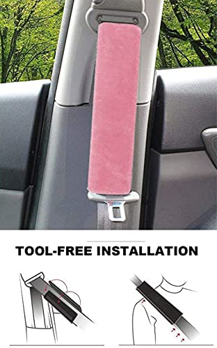 Tianmei 2 Pcs Universal Car Seatbelt Pads Cover, Carseat Belt Shoulder Strap Protector for Adults and Kids (Pure Pink) - color: Pink - 2PCS