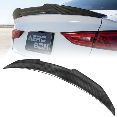 AeroBon Real Carbon Fiber Trunk Spoiler Compatible with 2014-2020 Audi A3 S3 RS3 Spoiler 8V Sedan Rear Spoiler (H Style) High Kick - size: H