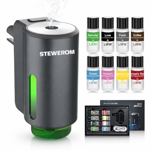 Car Air Freshener - Smart Adjustable 3-Speed Intensity, Rechargeable Humidifier Car Essential Oil Diffuser - Comes with 8 Bottles of 10ml Perfume (Gray) - color: Grey