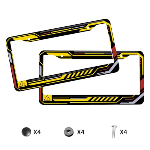 Cyber Racing License Plate Frame Gaming Tech Futuristic HUD Personalise Stainless Steel Funny Design Compatible with Standard License Plate Holder for USA and Canada 6.3 x 12.2 in - color: Cyber Racing, size: 6.3 X 12.2 In-1PC