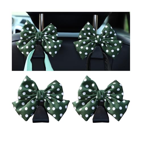 Mandark 2-Piece Car Seat Hooks - Cute Bow Vehicle Hooks for Purses and Bags - Universal Automotive Hanger for SUV, Sedan, Truck (Green/Polka Dot) - color: Green/Polka Dot