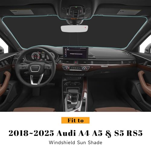 Car Windshield Sun Shade for Audi 2018-2026 A4 A5 & S5 RS5 Accessories (OEM Design) Reflective Foldable Heat Insulation Sunshade for Ultimate Protection - size: for Audi A4 A5 & S5 RS5