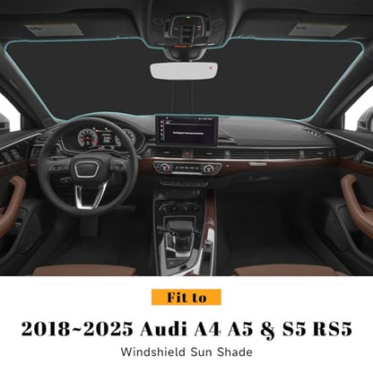 Car Windshield Sun Shade for Audi 2018-2026 A4 A5 & S5 RS5 Accessories (OEM Design) Reflective Foldable Heat Insulation Sunshade for Ultimate Protection - size: for Audi A4 A5 & S5 RS5