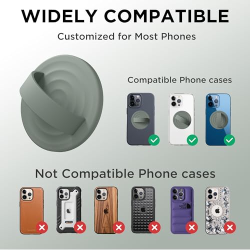 Magnetic Phone Grip Ring Holder, Liquid Silicone Magnet Cell Phone Grip Finger Loop, Compatible with Magsafe, Back of Phone for iPhone 17/16/15/14/13/12 Series, Calke Green - color: Calke Green