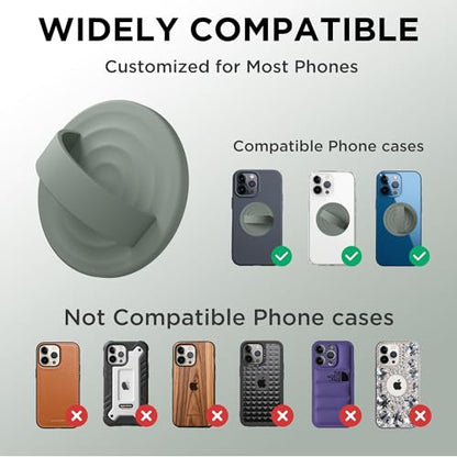 Magnetic Phone Grip Ring Holder, Liquid Silicone Magnet Cell Phone Grip Finger Loop, Compatible with Magsafe, Back of Phone for iPhone 17/16/15/14/13/12 Series, Calke Green - color: Calke Green