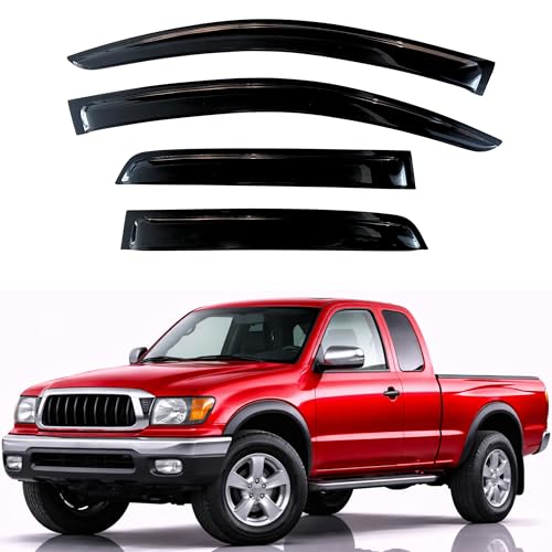 KPY Rain Guards Fit for 1995-2004 Toyota Tacoma Access Cab, Out-Channel Window Visors Vent Wind Deflectors 4PC, Truck Accessories for 95-04 Toyota Tacoma (Extended Cab Only) - size: 1995-2004 Tacoma Access Cab