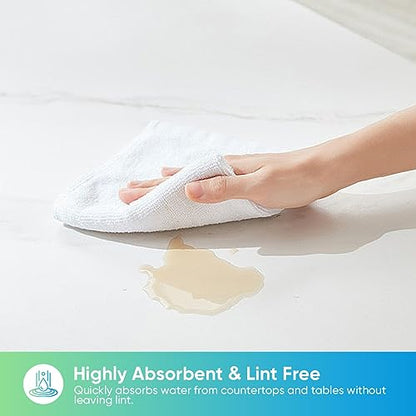 HOMEXCEL White Microfiber Cleaning Cloth, 24 Pack Cleaning Towels for Kitchen, Lint Free, Scratch-Free, Highly Absorbent, and Reusable Cleaning Rags for House, Window and Glass, Cars, 11.5 X11.5 inch - color: White