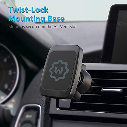 WixGear Magnetic Phone Holder for Car, Twist-Lock Air Vent Car Phone Holder with Swift-Snap Technology, Secure Grip Car Phone Mount, Compatible with All Smartphones, Strong Magnets