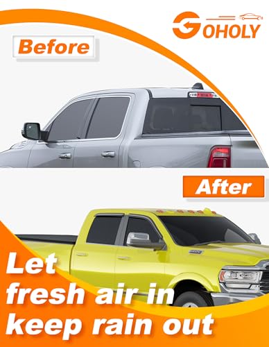 Extra-Thick Window Rain Guard for Dodge Ram 1500 2009-2024 Ram 2500&3500 2010-2025 Rain Guards Tape-on Side Truck Window Visors Vent Visor Window Deflectors Vent Shades Car Accessories - size: Fit for 09-24 Ram 1500/10-25 Ram 2500 & 3500