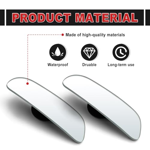 2-Pack Universal HD Blind Spot Mirrors, 360° Adjustable Frameless Convex Rear View Mirror for Cars, Trucks, SUVs, and Vans - Fan Shaped Side Mirrors Car Accessories (Square) - style: Square