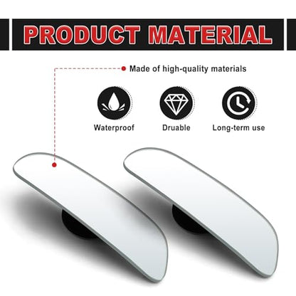 2-Pack Universal HD Blind Spot Mirrors, 360° Adjustable Frameless Convex Rear View Mirror for Cars, Trucks, SUVs, and Vans - Fan Shaped Side Mirrors Car Accessories (Square) - style: Square