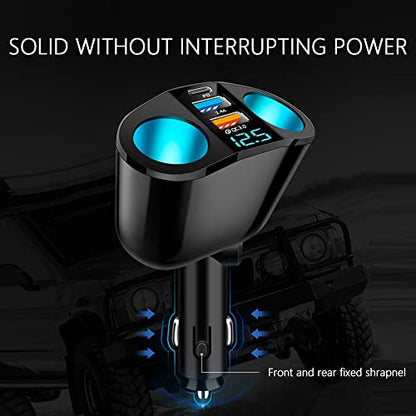 5 Port Cigarette Lighter Splitter,QC3.0&PD 20W Super Fast Car Charger with Dual Cigarette Lighter Plug with LED Voltmeter Compatible with iPhone 15 Pro iPad Dash Cam GPS (PD+QC+2.4A) 2Pcs - color: PD+QC+2.4A/2Pcs