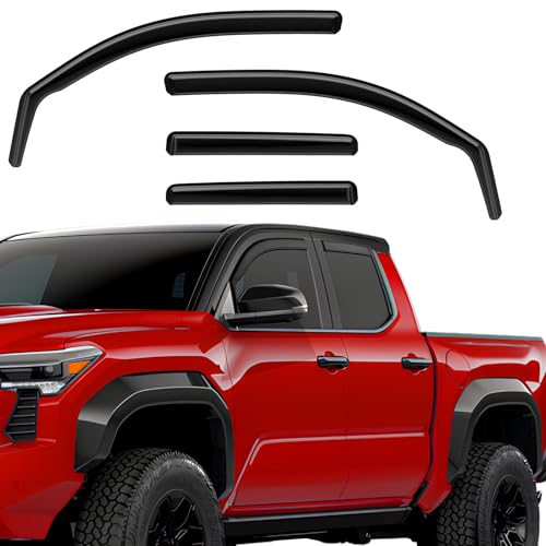 in-Channel Window Rain Guards Compatible with Toyota Tacoma Double Cab 2024 2025 Full Size Shatterproof Side Window Deflectors, Window Visors, Wind Deflectors -Black, 4 PCS - size: Fit for Tacoma Double Cab 2024-2025-in Channel