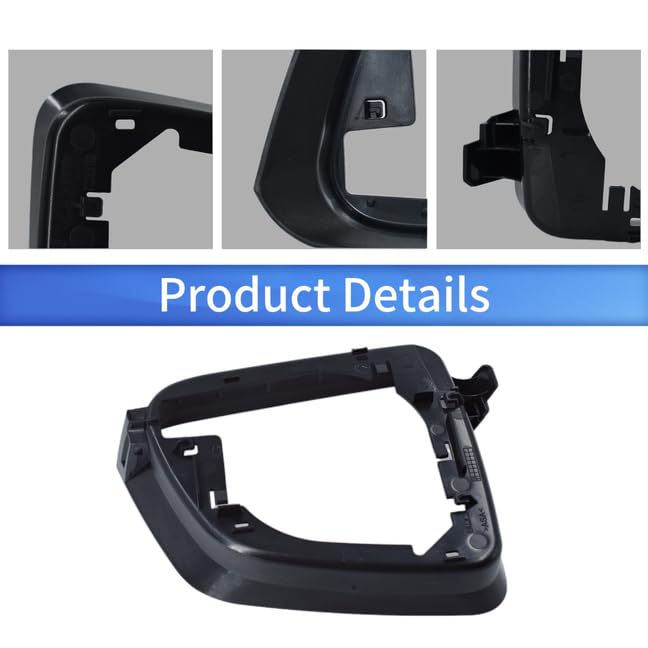 Fits For Tesla Model Y Left driver Side Wing Mirror Cover and Mirror Frame Set Rearview Lower Holder Tray Cap Housing 2021-2024(left side black) - size: Model Y Left Side Black