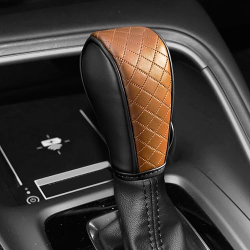 Car Gear Shift Cover, Shift Knob Cover, Breathable Leather Vehicle Gear Shifter Stick Protector, Anti-Slip Automotive Shifting Lever Decoration Accessories for Car SUV Truck (Black Brown) - color: Black Brown
