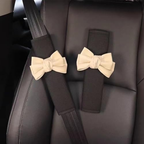 4 Pack Car Seat Belt Covers with Cute Bow,Leather Seat Belt Cover Pad,Seatbelt Shoulder Strap Pads Covers for Shoulder Protector for Adults Kids,Car Seat Belt Cover Pad,Seat Belt Cushion,White - color: White, size: 4PCS