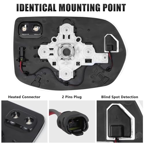 Mirror Glass Compatible with CRV 2017 2018 2019 2020 2021 2022, Left Driver Side Rear View Convex Mirror Glass with Blind Spot Detection System, Heated, Backing Plate and Mounting Bracket - size: Driver Side