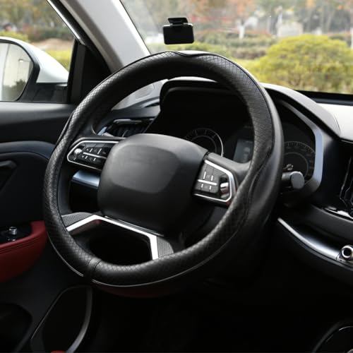 Rueesh Microfiber Leather Steering Wheel Cover Anti-Slip Matte Finish Auto Car Wheel Cover Universal 15 Inch Wheel Cover for Car Embossing Pattern Black Line - color: Black Line