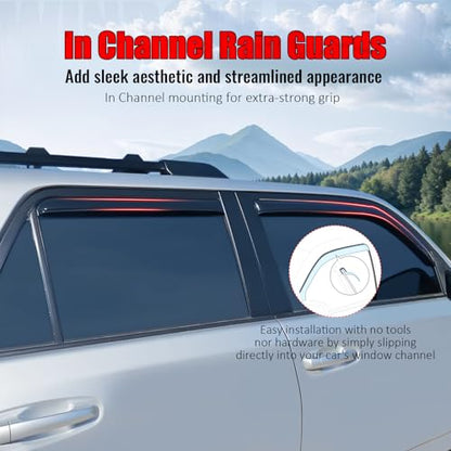 IKON MOTORSPORTS in Channel Window Visors Compatible with 2013-2019 Ford Escape, Slim Style Acrylic Smoke Rain Guards, Side Window Wind Deflectors 4PCS