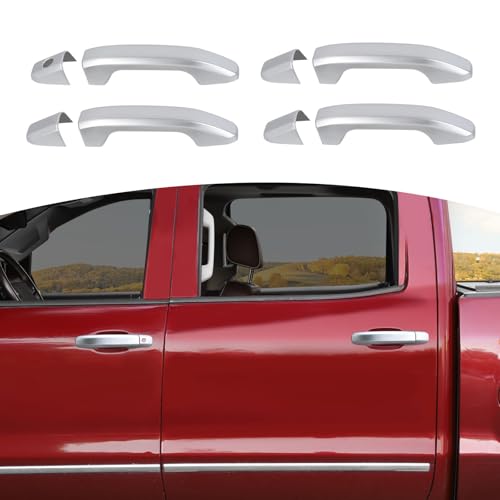 for Silverado Door Handle Cover Trim for Chevy Silverado/Tahoe for GMC Sierra/Yukon 2014-2018 Silver Exterior Accessories 4pcs - color: Silver