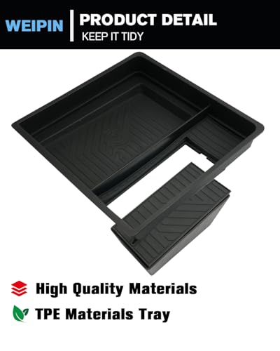 for 2Pcs Center Console Organizer Tray ABS Materials& TPE Wirless Mats Storage Box Compatible with 2024-2026 GMC Acadia (Elevation/AT4) - Only Compatible with Console Without Cover - color: Acadia 24-26 Upper Center Tray