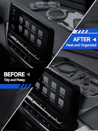 for Audi Q5 Dashboard Console Organizer 2021-2025 Audi Q5/Q5L/A5/S5 & 2020-2025 Audi A4L/A4/S4 Accessories Behind Screen Organizer Storage Box Console Dash Tray - size: for Audi A4 A4L S4