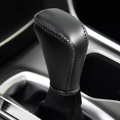 Leather Gear Shift Knob Cover Compatible with Honda Accord 2018-2022/Civic 2022 Black Stitches Shifter Knob Cover
