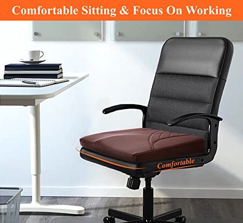 kingphenix Premium Car Seat Cushion, Memory Foam Driver Seat Cushion to Improve Driving View- Coccyx & Lower Back Pain Relief - Seat Cushion for Car, Truck, Office Chair (Leather Brown) - color: Leather Brown