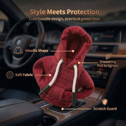 Heart Shaped Dog Gear Shift Hoodie, Universal Car Shift Knob Cover, Manual Automatic Stick Shifter Cover Mini Hoodie, Car Interior Accessories Cute Dog Gifts for Pet Love Drivers Women Men - color: Dog