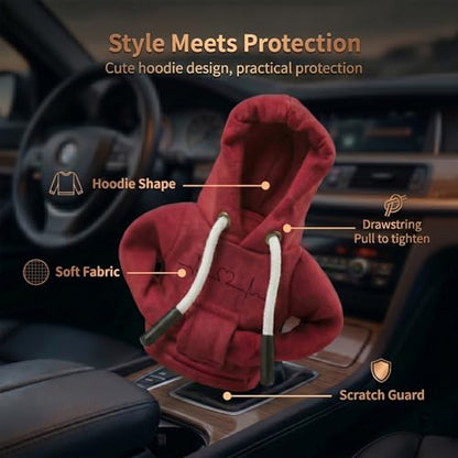Heartbeat Line Gear Shift Hoodie,Universal Car Shift Knob Cover,Aesthetic Manual Automatic Stick Shifter Cover Mini Hoodie,Aesthetic Car Interior Accessories Gifts for Drivers Women Men - color: Heartbeat Line