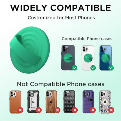 Magnetic Phone Grip Ring Holder, Liquid Silicone Magnet Cell Phone Grip Finger Loop, Compatible with Magsafe, Back of Phone for iPhone 17/16/15/14/13/12 Series, Emerald Green - color: Emerald Green