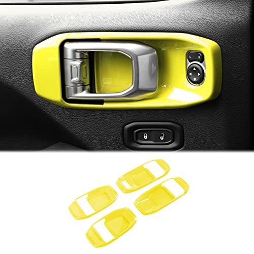 CheroCar for Jeep JL Inner Door Handle Bowl Cover Trim for Jeep Wrangler JL JLU 2018-2026 for Gladiator JT 2020-2026,4Pcs ABS Yellow Interior Door Handle Protector Decoration Accessories - color: Yellow, size: JL 2018-Present